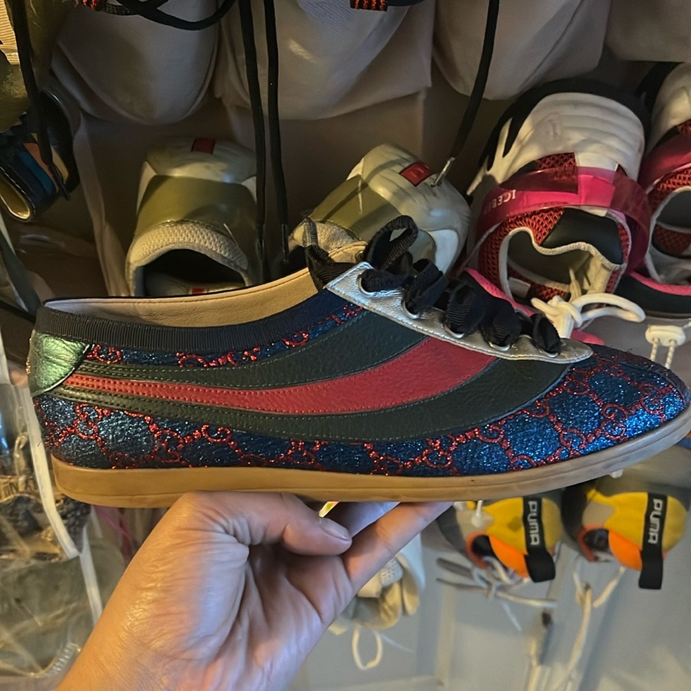 Gucci Blue and Red Fashion Sneakers